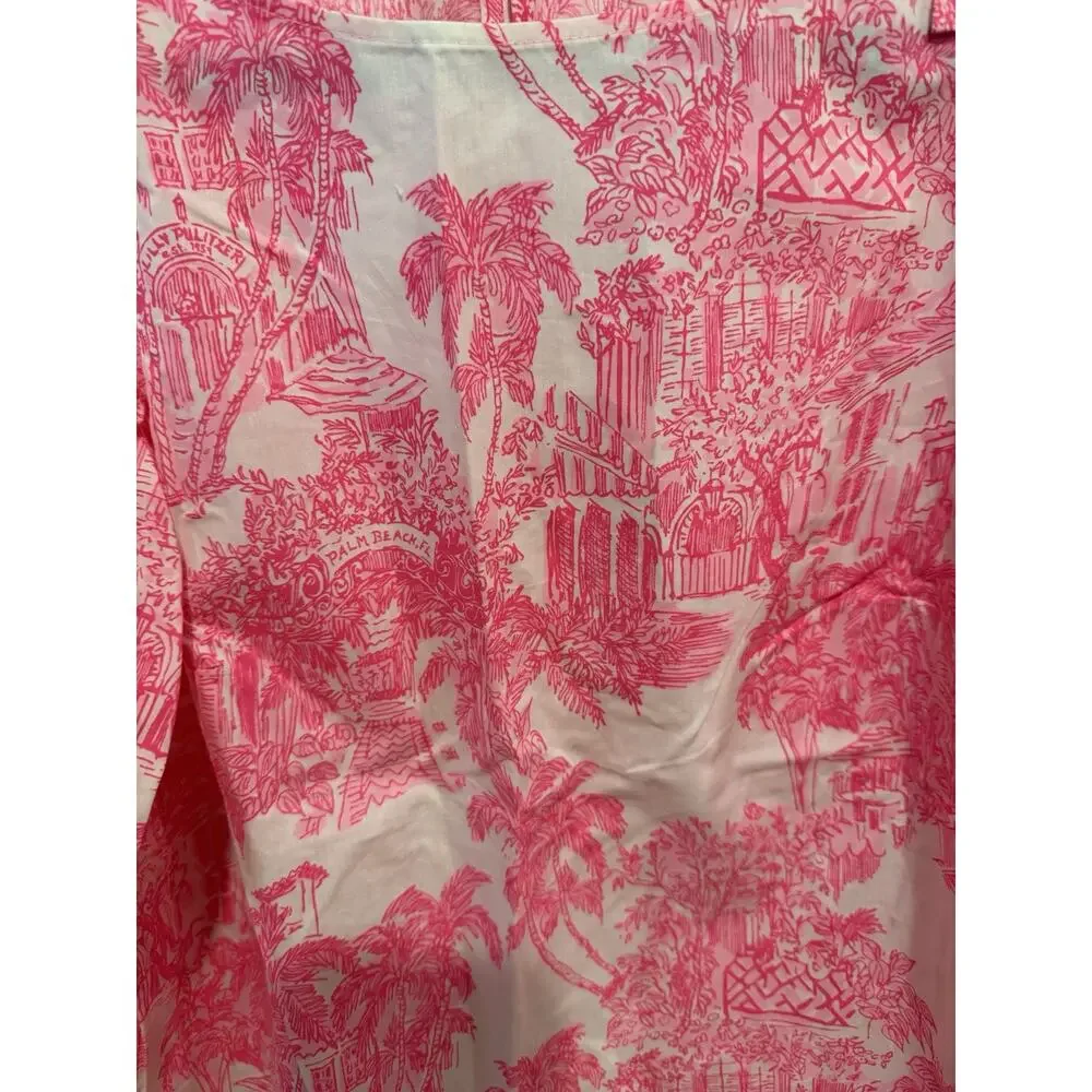 Lilly Pulitzer Barbara Top Palm Beach Anniversary Toile Pink White Sz 4 - NWT